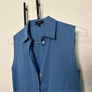 Theory Silk Sleeveless Blouse Shirt in Stretch Silk - Blue